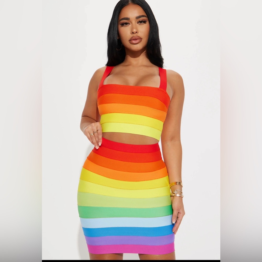 Rainbow Life Bandage Skirt Set - Multi Color